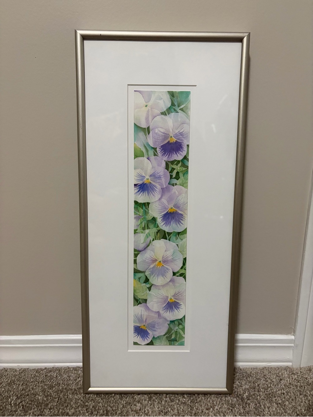Original Willie Wong Signed Pansy Watercolour – Edmonton Artist